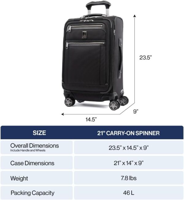 Travelpro Platinum Elite Softside Expandable Carry on Luggage, 8 Wheel Spinner Suitcase, USB Port, Suiter, Men and Women, Vintage Grey, Carry On 21-Inch - Image 6