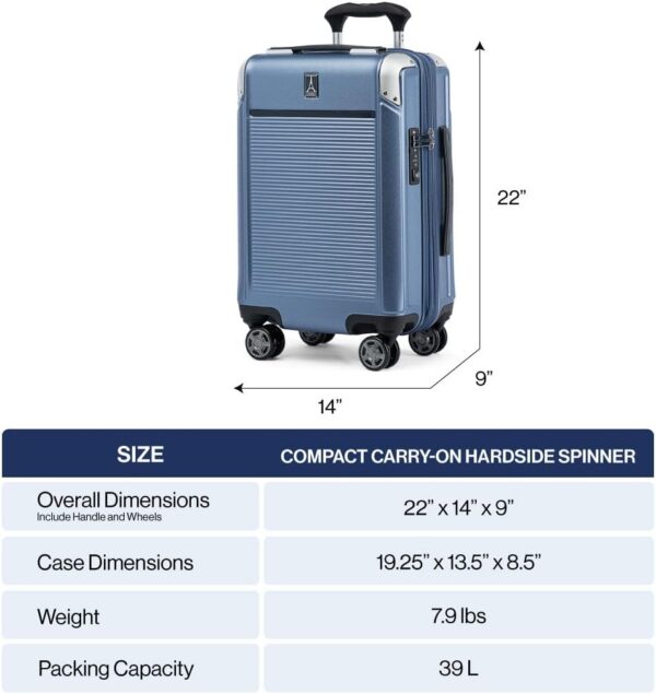 Travelpro Platinum Elite Hardside Expandable Carry on Luggage, 8 Wheel Spinner, TSA Lock, Hard Shell Polycarbonate Suitcase, True Navy Blue, Carry on 21-Inch - Image 6