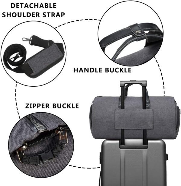 Convertible Garment Bag with Shoulder Strap, Modoker Carry on Garment Duffel Bag for Men Women - 2 in 1 Hanging Suitcase Suit Travel Bags (Black) - Image 5