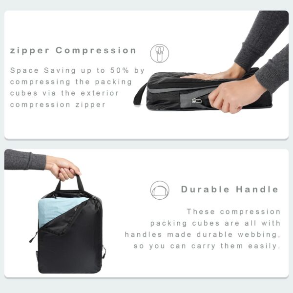 BAGAIL 4 Set/6 Set Ultralight Compression Packing Cubes Packing Organizer for Travel Accessories Luggage Suitcase Backpack - Image 3