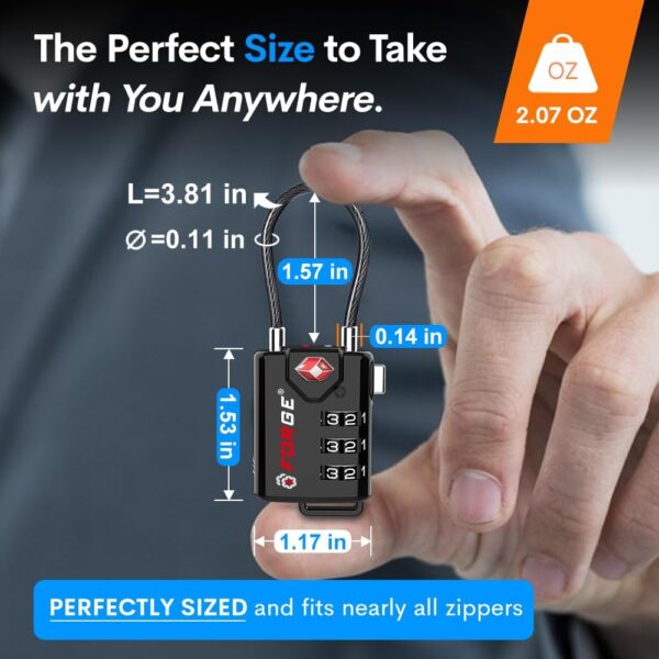 TSA Approved Cable Luggage Locks, Re-settable Combination with Alloy Body - Image 6