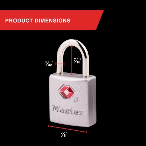 Master Lock TSA-Accepted Luggage Lock, 7/8 in. Wide, 4683Q (Pack of 4) Keyed Padlock, 4 Pack, Brass - Image 2