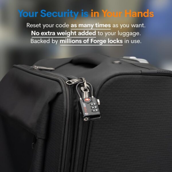 TSA Approved Cable Luggage Locks, Re-settable Combination with Alloy Body - Image 5