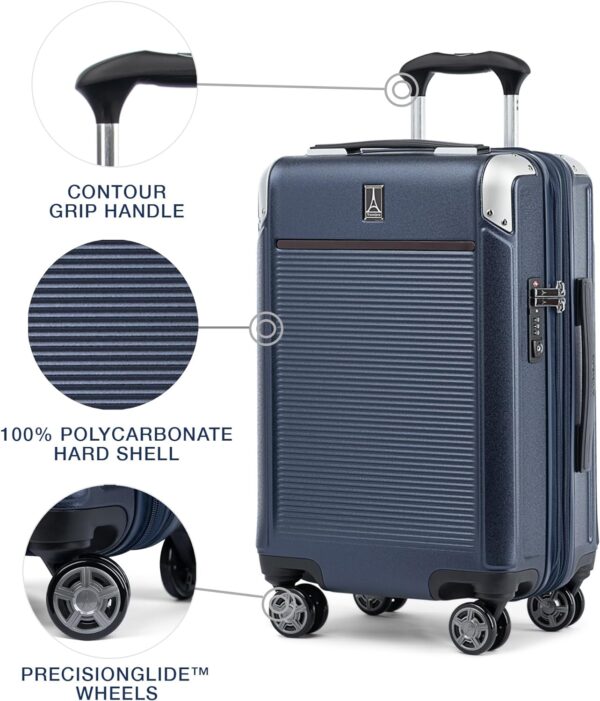 Travelpro Platinum Elite Hardside Expandable Carry on Luggage, 8 Wheel Spinner, TSA Lock, Hard Shell Polycarbonate Suitcase, True Navy Blue, Carry on 21-Inch - Image 2